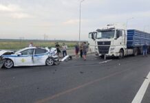 На трассе М-4 «Дон» машина ДПС врезалась в грузовик