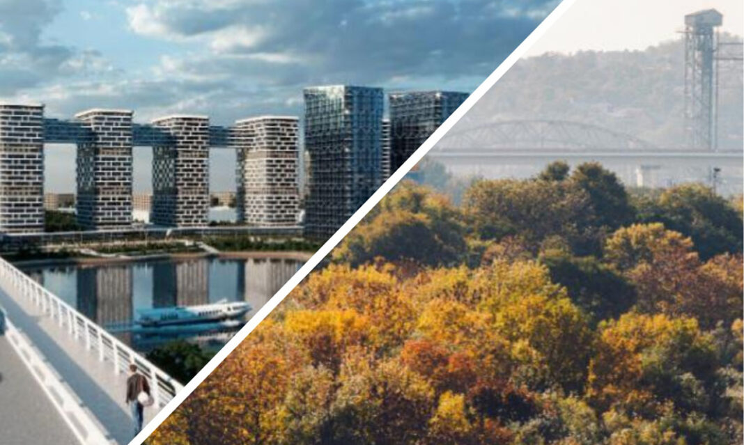 На левом берегу Дона вместо Левобережной рощи вновь хотят построить многоэтажки //Коллаж My Collages, использовано фото Романа Неведрова