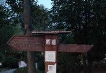 В парке Вити Черевичкина вандалы повредили знак-указатель знак-указатель в парк Вити Черевичкина повредили вандалы // фото: Георгий Багдыков